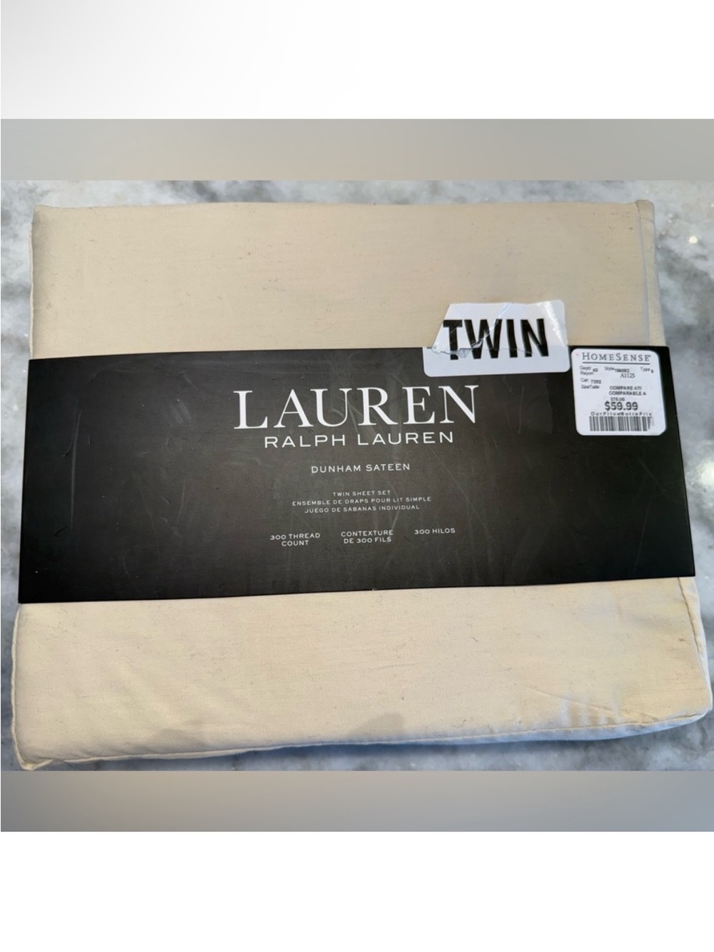 Ralph Lauren Twin Sateen Sheet Set in Cream - Picture 1 of 2